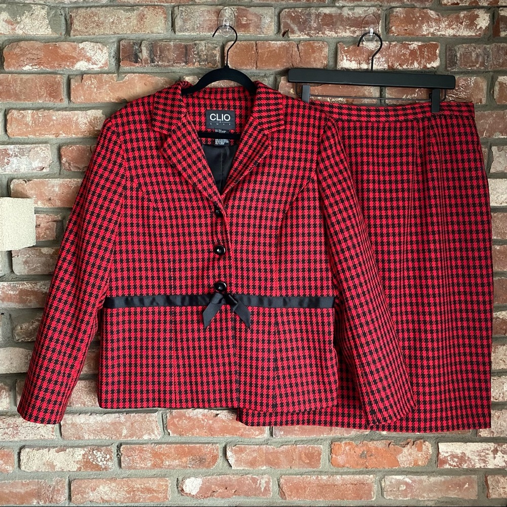 Clio Blazer Skirt Set Houndstooth Clueless 90s Y2K